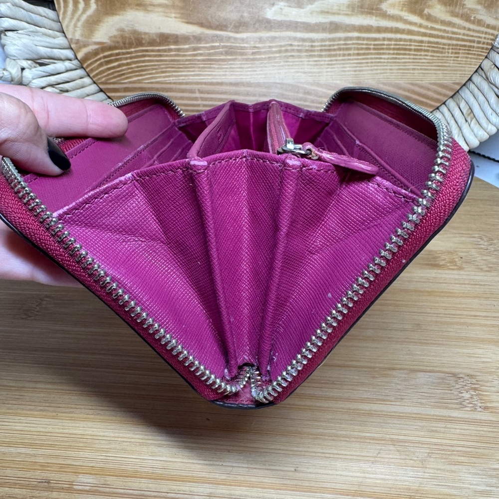 Coach Darcy Shiny Saffiano Leather Long Zip Around Wallet F50438 Fuchsia - Picture 10 of 13